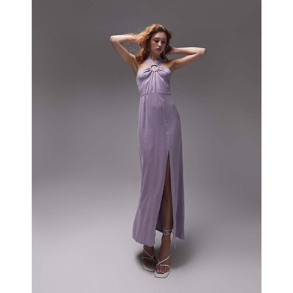 TopShop Dress Womens Size 6 Lilac Purple Cross Neck Maxi